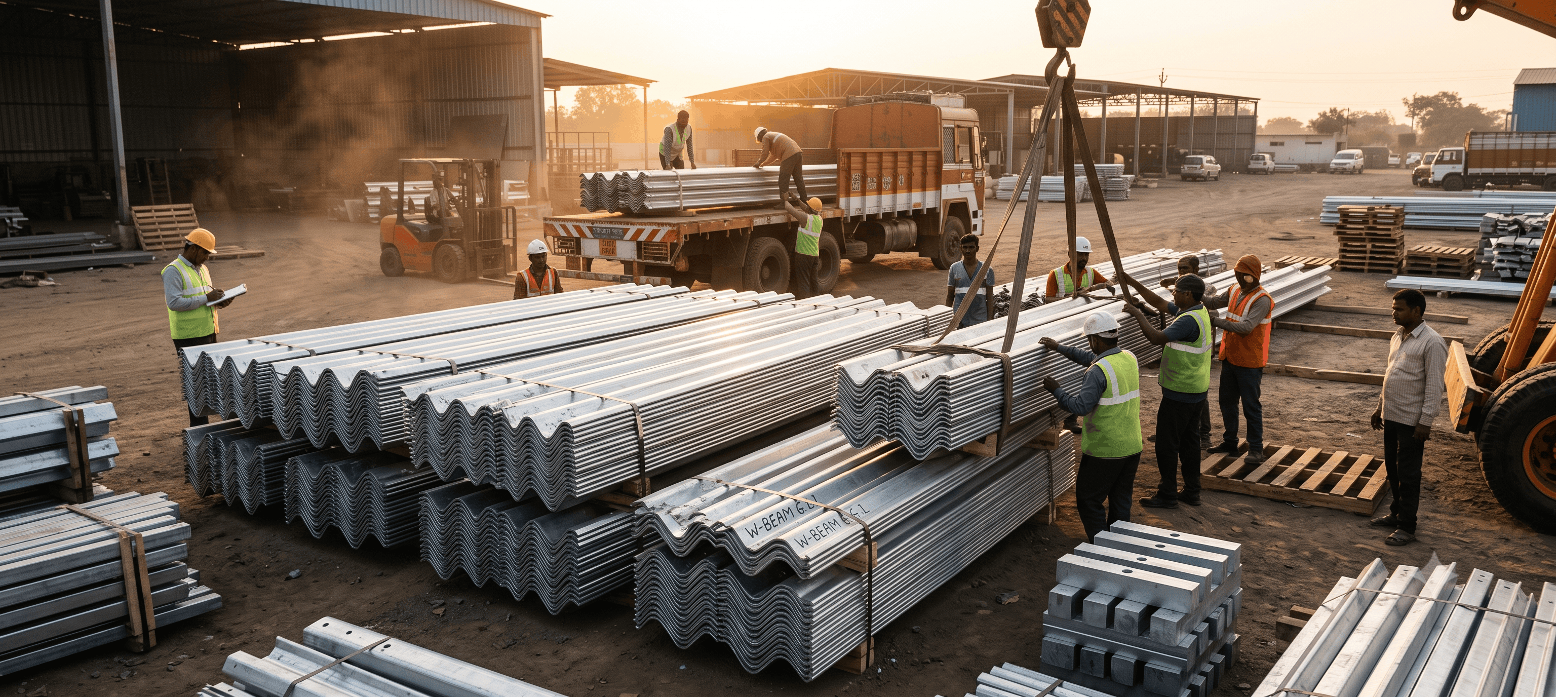 W-Beam Crash Barriers & Highway Guardrails Central Stockyard & Manufacturing - crashbarriers.in